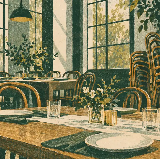 Illustration of event businesses equipment and workspace